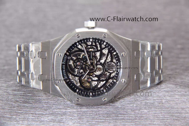 Buy Replica Audemars Piguet Extra-Thin Openworked SS Black Dial